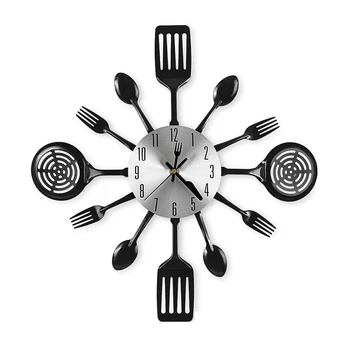 De 16 Polegadas Grande Cozinha, Relógios de Parede Com Colheres E Garfos,3D de Mesa Relógio de Parede Quarto Decoração Home