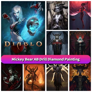 Diablo IV Diy 5D Diamante Pintura Kit de Lilith Jogo Pôster Mosaico de Arte em Ponto Cruz Strass de Artesanato Decoração de quartos de Presente de Fã