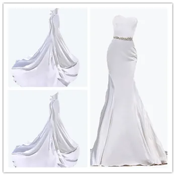 Elegante Sereia Vestidos de Noiva Vestidos de noiva 2023 Simples Vestido de Noiva Branco Romântico Andar de Comprimento Vestidos de Casamento