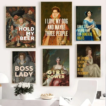Engraçado, Inspirador Citação Vintage Resumo O Feminismo De Arte Da Lona Da Pintura De Cartazes E Impressões De Parede Fotos De Decoração De Sala De Estar
