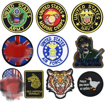 Espaço de Arroz Bandeira Moral Emblema Wolf&Cabeça de tigre Bordado de Hook&loop Patches Militares Braçadeira Tático Mochila Decoração Adesivo