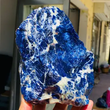 Grande Azul Sodalite De Cristal De Rocha De Pedra Preciosa Cura Áspero Mineral Amostra