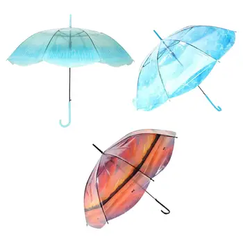 Guarda-chuva de cabo Longo de Guarda-chuva Aberto de Auto Reta Guarda-chuva de Viagem Portátil Guarda-chuva para o Exterior Mochila de Caminhada