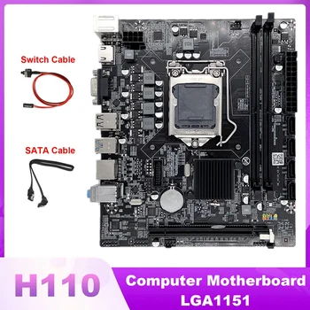 H110 placa-Mãe do Computador LGA1151 Suporta Core I3 I5 I7 Série de CPU Suporta Memória DDR4 Com Cabo SATA+Cabo de conexão do Interruptor