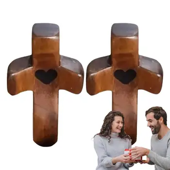 Handheld Cruzes De Madeira De Madeira De Amor Cruza Com O Coração Esculpido Cruzes De Madeira Incentivo Para Presentear Amigos Orando Em Família