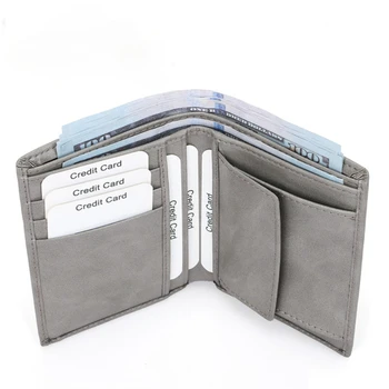 Homens Carteira de RFID Couro Sintético Titular do Cartão Carteiras de Curto Bifold de Design Pequena Bolsa Saco de Dinheiro Bolso de Moedas de Alta Qualidade