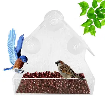 Janela De Aves Alimentadores Para Fora Claro A Forte Aspiração De Casa Alimentador Do Pássaro Pássaro Alimentadores Para Aves De Perto Resistente E Transparente