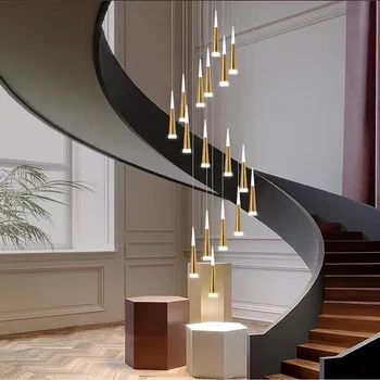 LED moderna Lustre de Cristal Para a Escada Preto chuva de Meteoros Cryital Lâmpadas Penduradas Design Criativo de Iluminação Interior Luminárias