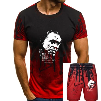 LEGAL ESCRITOR MENS Tops, T-T-Shirt Com Charles Bukowski Citação-Homens Magias Soltas Tamanho do Top Tops, T-Shirt