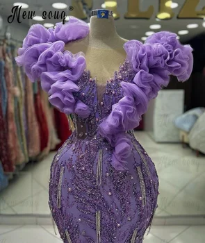 Luxo Lilás Vestido De Noite Dubai Feitos Sereia Andar De Comprimento Vestidos De Baile 2023 Formal, De Noite, Vestido De Jantar Vestido Vestido De Festa