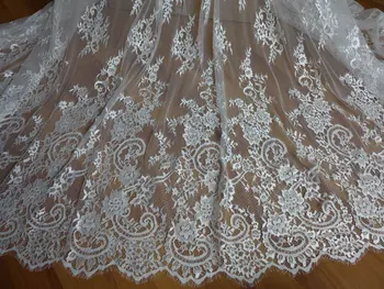 Marfim francesa Chantilly Lace Fabric Graciosa de Casamento Floral de Tecido de Noiva Mantilha de Rendas Tecido 3 metros/monte