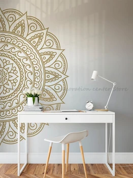 Metade mandala arte de parede de vinil adesivo mandala de decoração para home studio, o quarto, o estilo boêmio yoga studio decoração muralMTL22