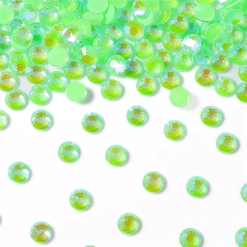 Mocha Shimmer Verde Maçã AB SS6-SS30 Vidro Flatback Strass Brilho Redondo Pedras de Cristal de Cola Em Diamante para Unhas de Design
