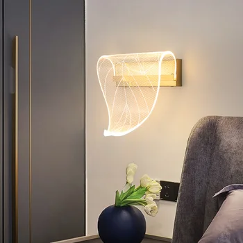 Moderna LED Lâmpada de Parede de Acrílico Abajur Interior de Parede de Luz Nórdica Casa de Cabeceira, Sala de estar, Corredor de Decoração Candeeiro de Parede