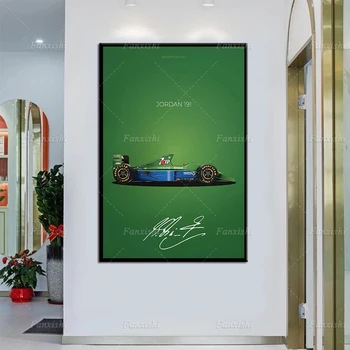 Moderna Verde Carro De F1 Jordan 191 - Lendas Da F1 Pôster Arte De Parede De Lona Da Pintura Imprime Modular Pictures Home Decoração De Sala De Estar Presente