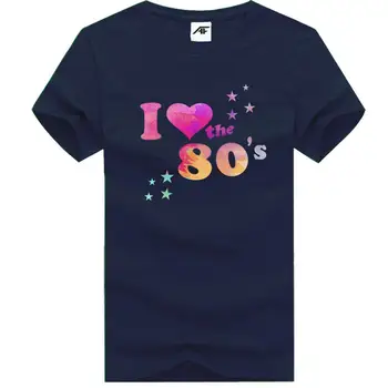 Mulheres eu Amo Os anos 80 Clássico Imprimir T-Shirt Galinha Festa de Meninas Top de Algodão Tee 7857