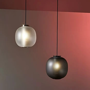 Nordic Moderna de Vidro LED Luzes Pingente Simples e Criativa para a Sala de estar, Quarto Preto/Branco Redondo Lâmpadas Penduradas de Decoração de Casa de Brilho
