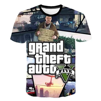 Nova Verão 3D Jogo de Grand Theft Auto GTA Impresso T-Shirt Criança de Moda Streetwear Mangas Curtas Harajuku Camisetas Y2k Roupas Tee