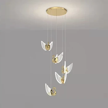 Novo cisne de LED Luzes Pingente Moderno de Cabeceira Hanging Lamp Design Criativo Escada Nórdicos decoração de natal Lustre Teto