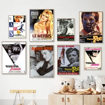 O Francês Jean-Luc Godard, Filme Em Cartaz Kraft Bar E Clube De Papel Vintage Poster Arte De Parede Pintura De Quarto De Estudo De Adesivos