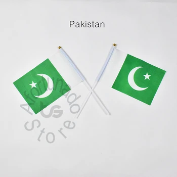 Paquistão bandeira Banner 14*21cm mão acenando com a bandeira Nacional a Decoração Home bandeira bandeira