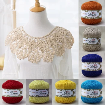 penteado de laço de fio de 50g / bola DIY colorido meados de fina malha 100% algodão mão de malha de máquina de costura de linha de malhas de fios para tricotar