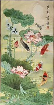 Requintado Velho Chinês de Seda Bordado pintura 