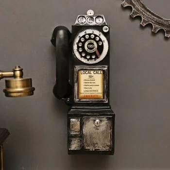 Retro Parede do Telefone Pingente Vintage Modelo de Telefone Pendurado na Parede Enfeites de Móveis de Artesanato de Presente para a Barra de Decoração Telefone Antigo