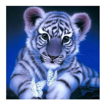 Total 5D DIY Diamante Pintura Tigre Ponto Cruz Animal Bordado de Diamante Quadrado Redondo Nova Artesanato Decoração