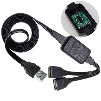 Transmissão simultânea de dados com chip, cabo de carregamento USB, 1 minuto, 2 fios, 1 plug, 2 barras de pesquisa, USB2.0 AM/2AF 20CM-110 CM