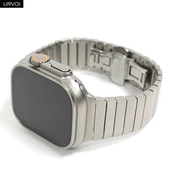 URVOI bracelete para Apple faixa de Relógio de série ultra 8 7 6 SE 54 cinta de aço inoxidável para o iwatch borboleta fivela de titânio 49