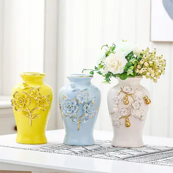 Vaso de cerâmica Domésticos Padrões Florais Jardim Pote de Flor Recipiente de área de Trabalho de Decoração para a Sala de estar do Quarto