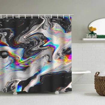 Venda quente do chuveiro cortina colorida textura de mármore impressão de banho impermeável cortina de chuveiro partição cortina de distribuição ho