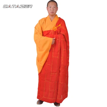 Vermelho Kesa Manto Budista Vestido De Monge Shaolin Kung Fu Terno Meditação Uniforme Fantasias
