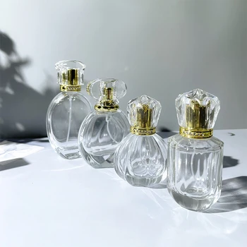 Vidro Garrafa de Spray 50ml Elegante Ultra Transparente Perfume Portátil Grande Névoa Atomizador Álcool Cosméticos Garrafas Reutilizáveis
