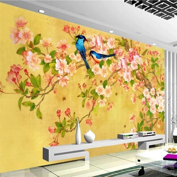 wellyu papel de parede papel de parede Personalizado 3d mural de flores e pássaros decoração Chinesa mural, sala de estar e quarto em 3d papel de parede обои