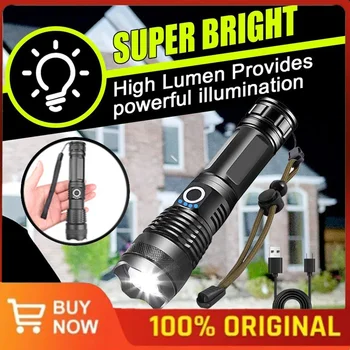 X71 de Alta Potência Super Lanterna LED Brilhante Zoom Tocha Recarregável USB Acampamento ao ar livre Lâmpada de Lanterna Impermeável Tático Tocha