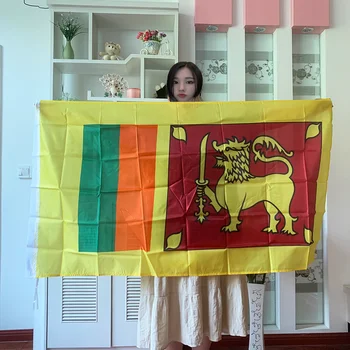 zwjflagshow bandeira do Sri Lanka bandeira 3x5ft 90x150cm Sri Lanka pendurar Bandeira interior e exterior de poliéster faixa de decoração de casa